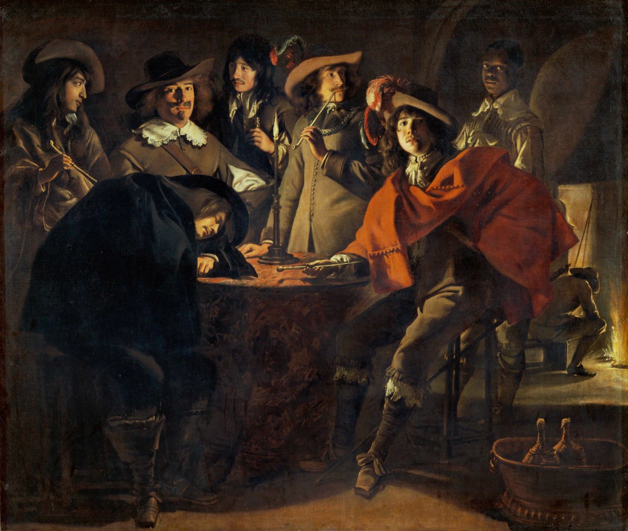 La tabagie, dit aussi le corps de garde - 1643 Et selskab af rygere, også vagterne ... af Louis (attr. to) Le Nain