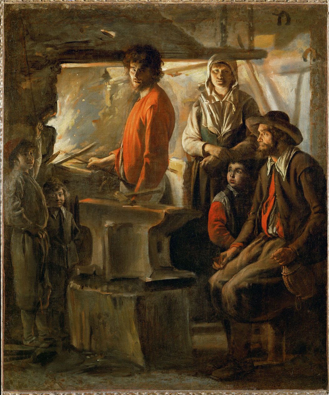 Smedjen eller: En smed i sin smedje ... af Louis (attr. to) Le Nain