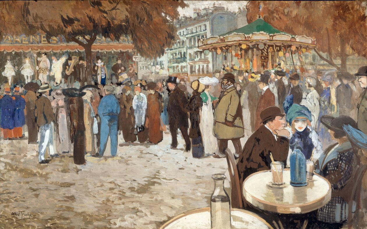 Fête foraine, boulevard de Clichy, ca. 1910 (olie på lærred) af Louis Abel Truchet