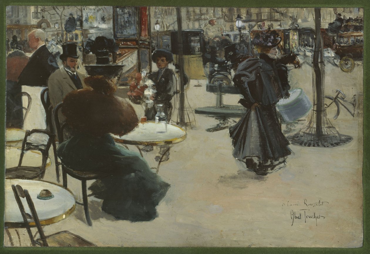 Gadescene, også kendt som Terrasse på en café, ca. 1895 (olie på træ) af Louis Abel Truchet