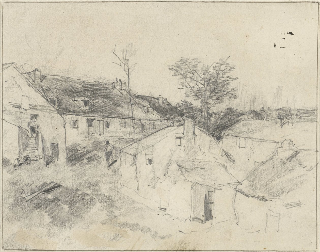 udsigt til landsbyen af Louis Adolphe Hervier