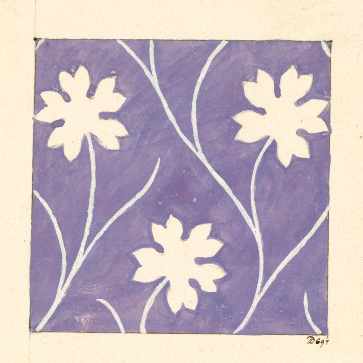 Blomsterdesign til trykt tekstil af Louis Albert DuBois