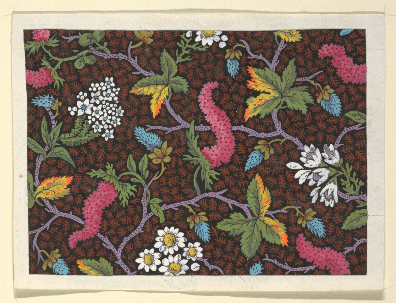 Blomsterdesign til trykte tekstiler af Louis Albert DuBois