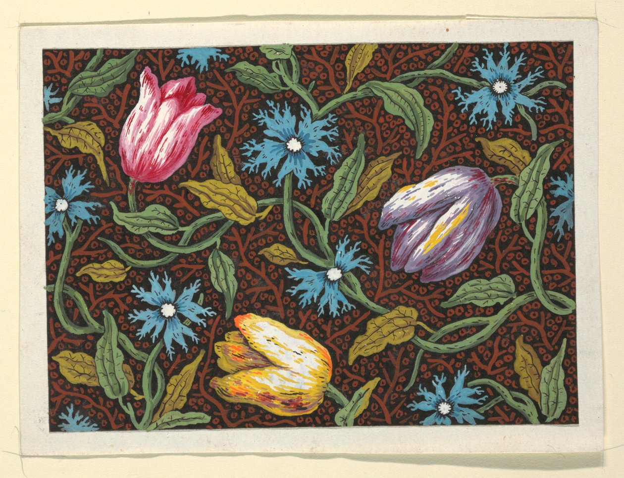 Blomsterdesign til trykte tekstiler af Louis Albert DuBois