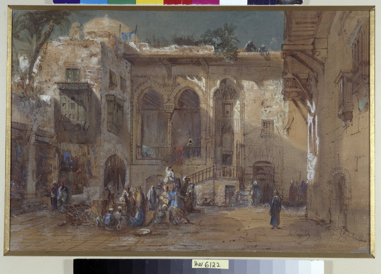 En livlig plads i Cairo, Egypten af Louis Amable Crapelet
