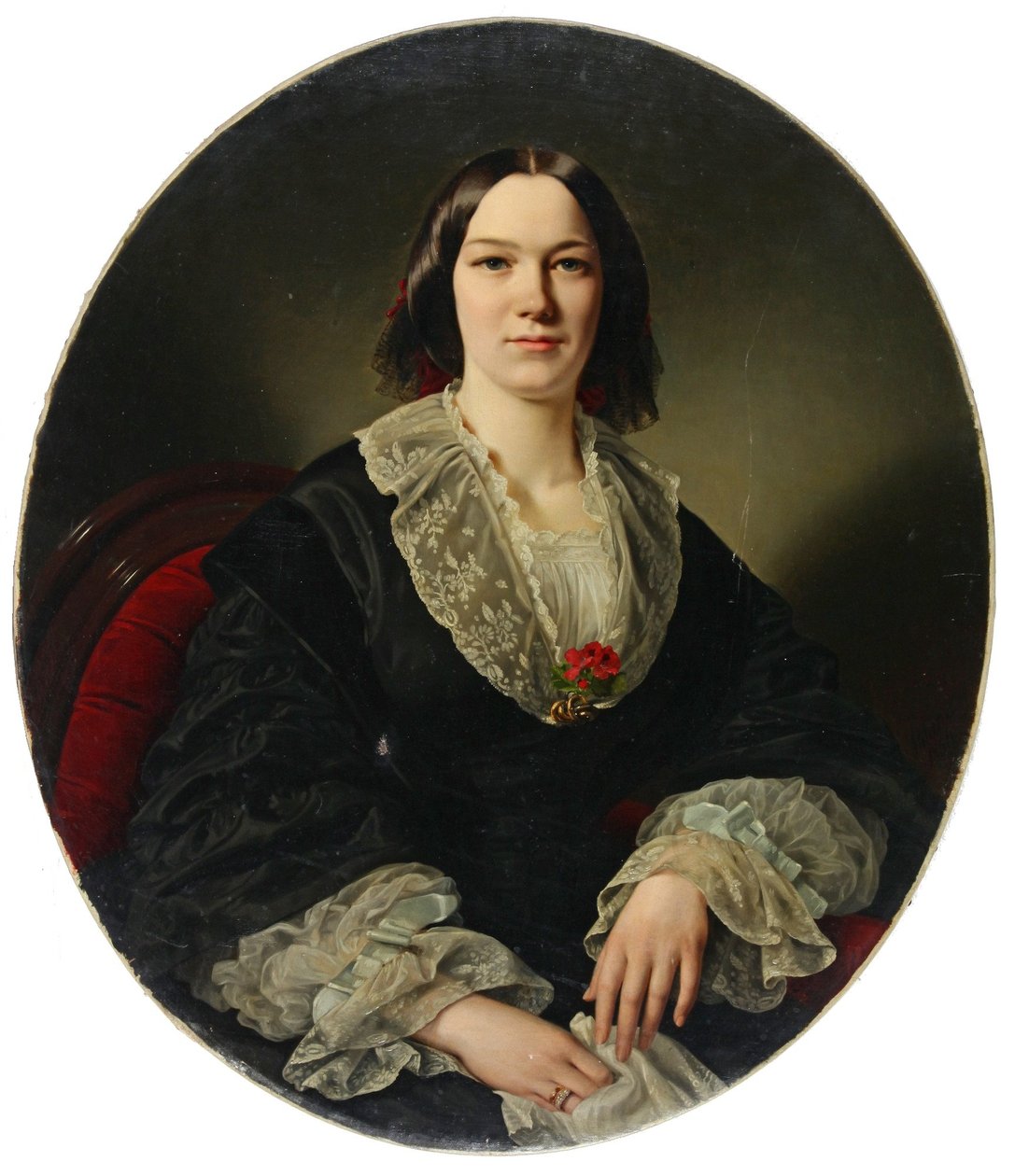 Portræt af Maria Suwarina Rebekka Thyen, f. Wilkens af Louis Ammy Blanc