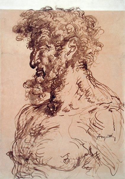 Bust of a Man (Selvportræt), ca. 1905 (pen og blæk på papir) af Louis Anquetin