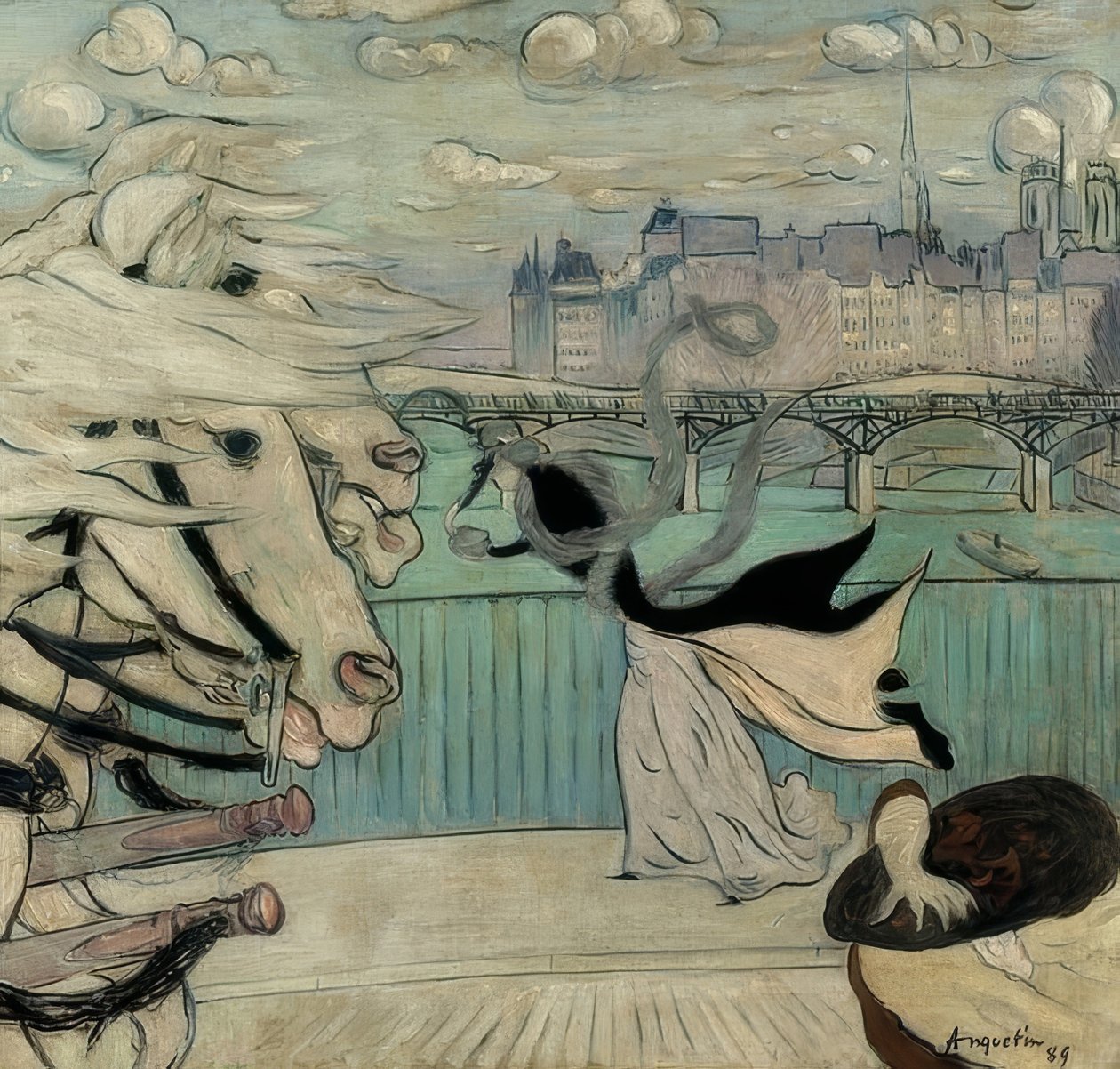 Vindstødet på Seinebroen. 1889 af Louis Anquetin