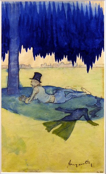 Mand i ly under et træ, ca. 1887 (akvarel på papir) af Louis Anquetin