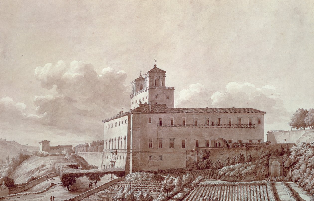 Villa Medici Pincian kukkulalla (Pincio) Roomassa, kirjoittanut Louis-Auguste Boileau (1812-1896), Italia af Louis Auguste Boileau