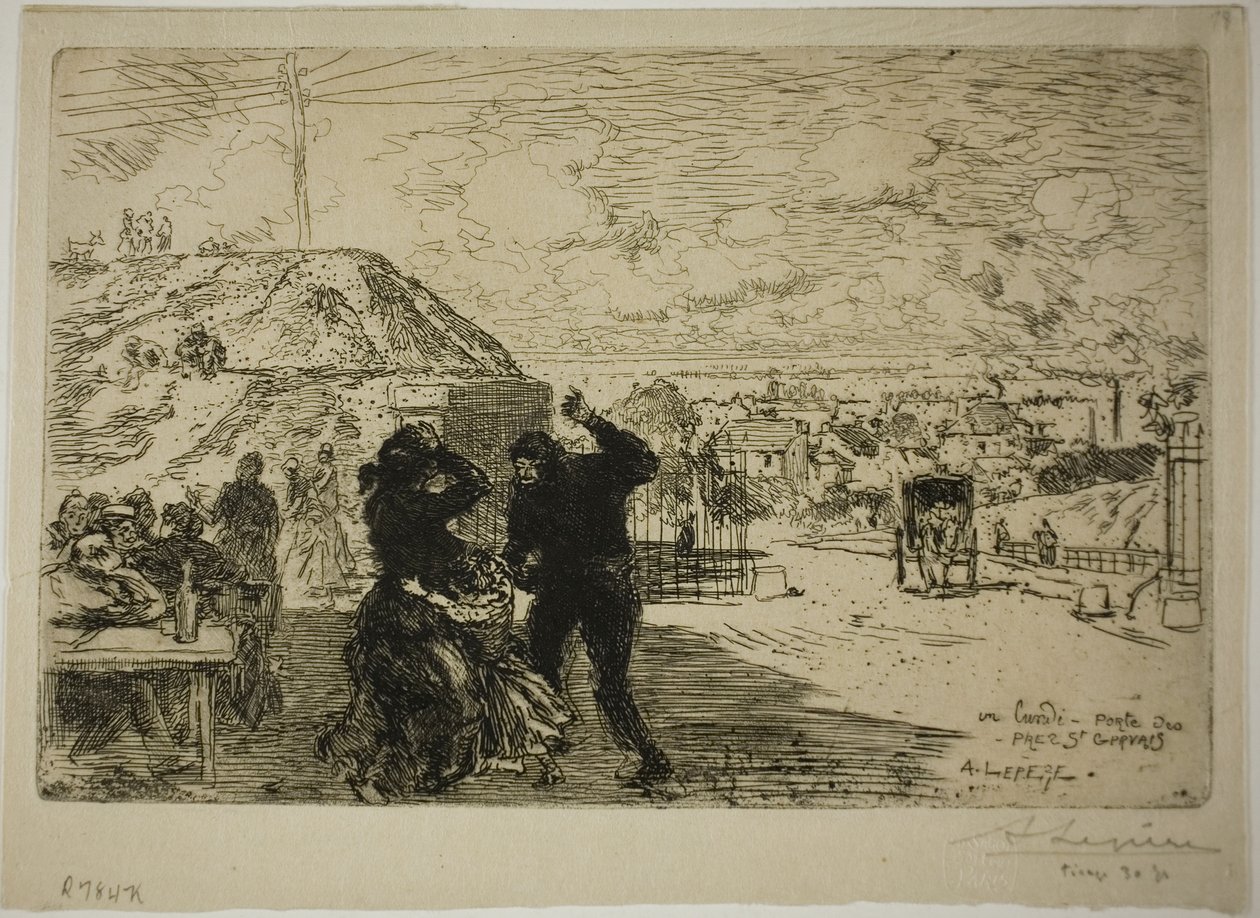 En mandag, indgang til Prés-Saint-Gervais af Louis Auguste Lepère