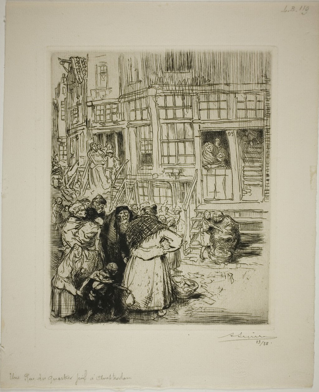 En gade i det jødiske kvarter i Amsterdam af Louis Auguste Lepère