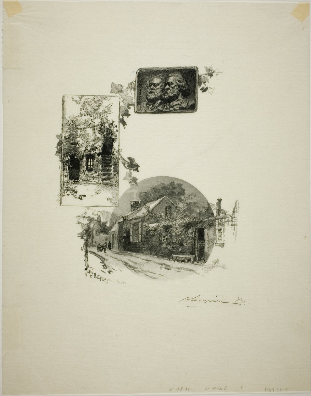 Indgang til Rousseaus atelier og Millet-hjemmet af Louis Auguste Lepère
