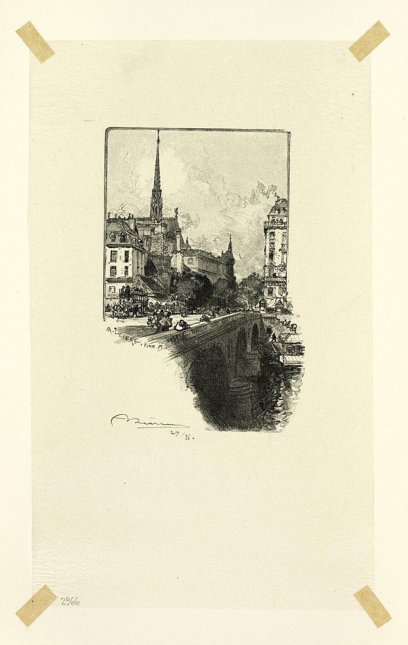 Pont Saint-Michel, planche 12 fra Le Long de la Seine et des Boulevards af Louis Auguste Lepère