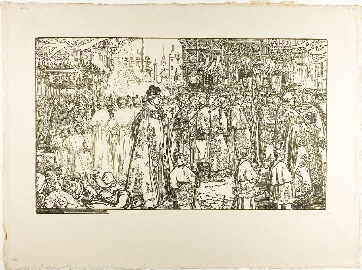 Corpus Christi-processionen, Nantes af Louis Auguste Lepère
