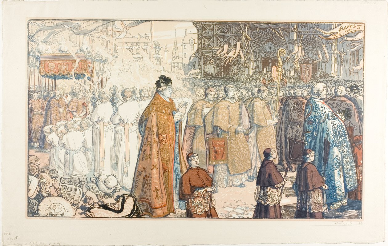 Corpus Christi-processionen, Nantes af Louis Auguste Lepère