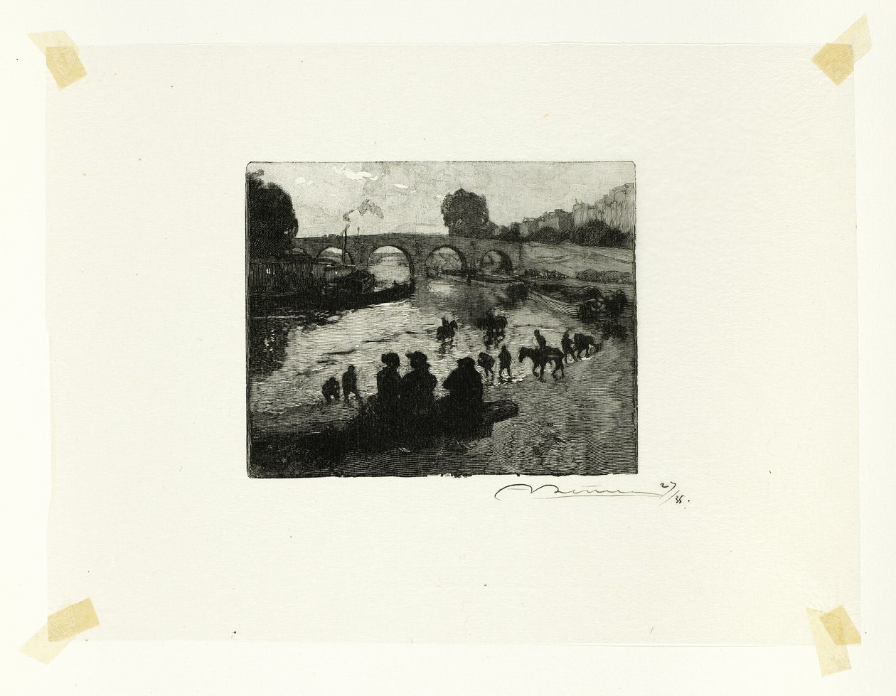 Hestedammen ved Pont Marie, planche ti fra Le Long de la Seine et des Boulevards af Louis Auguste Lepère