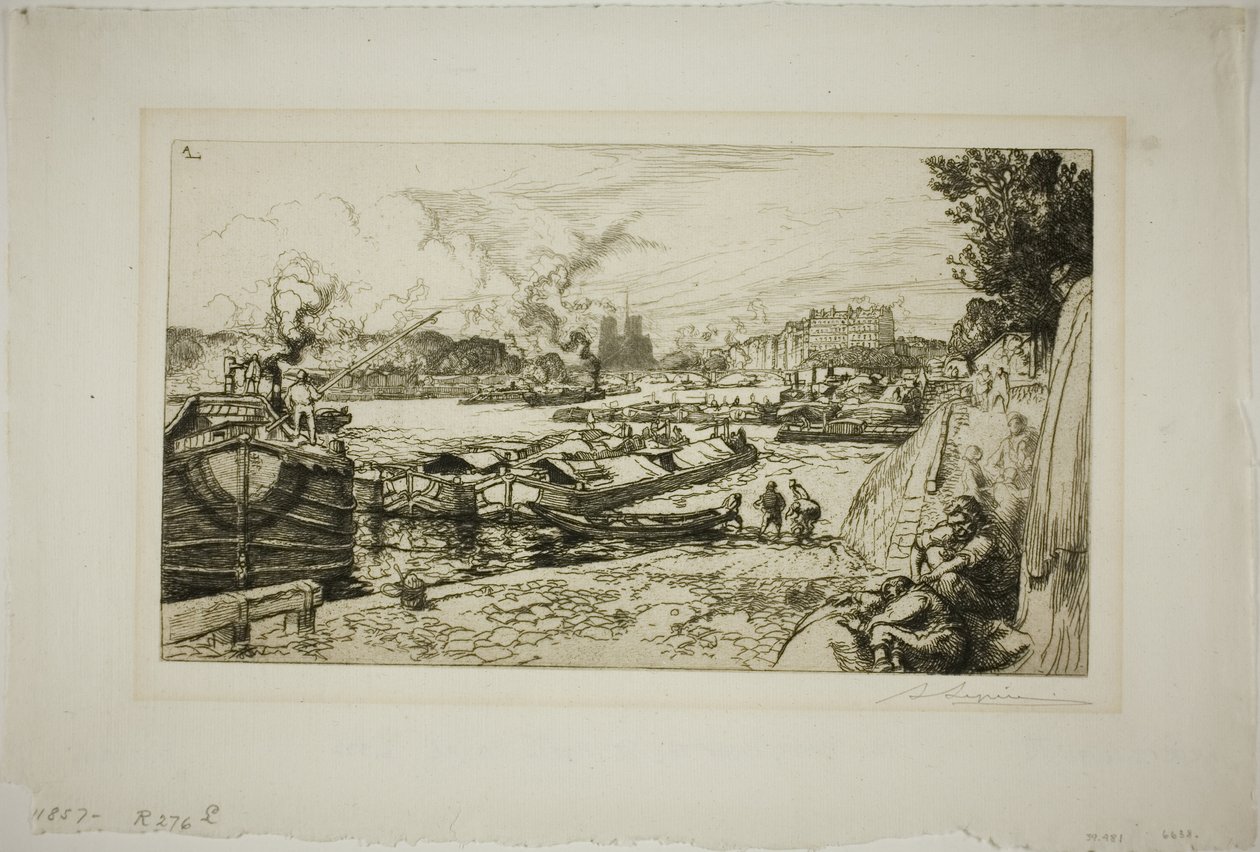 Seinen ved mundingen af Canal Saint-Martin af Louis Auguste Lepère