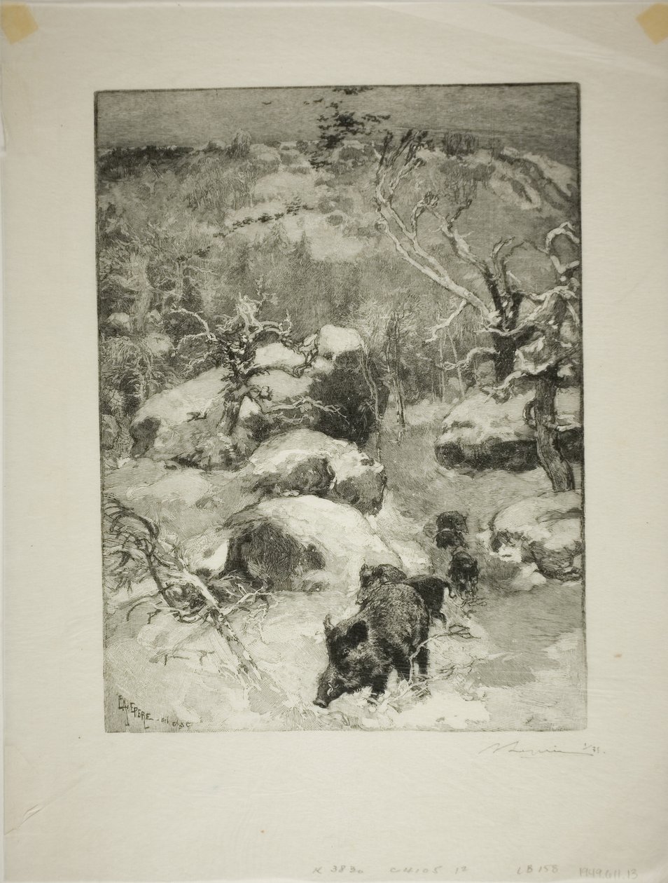 Vinter: Cuvier-Châtillon-klippen af Louis Auguste Lepère