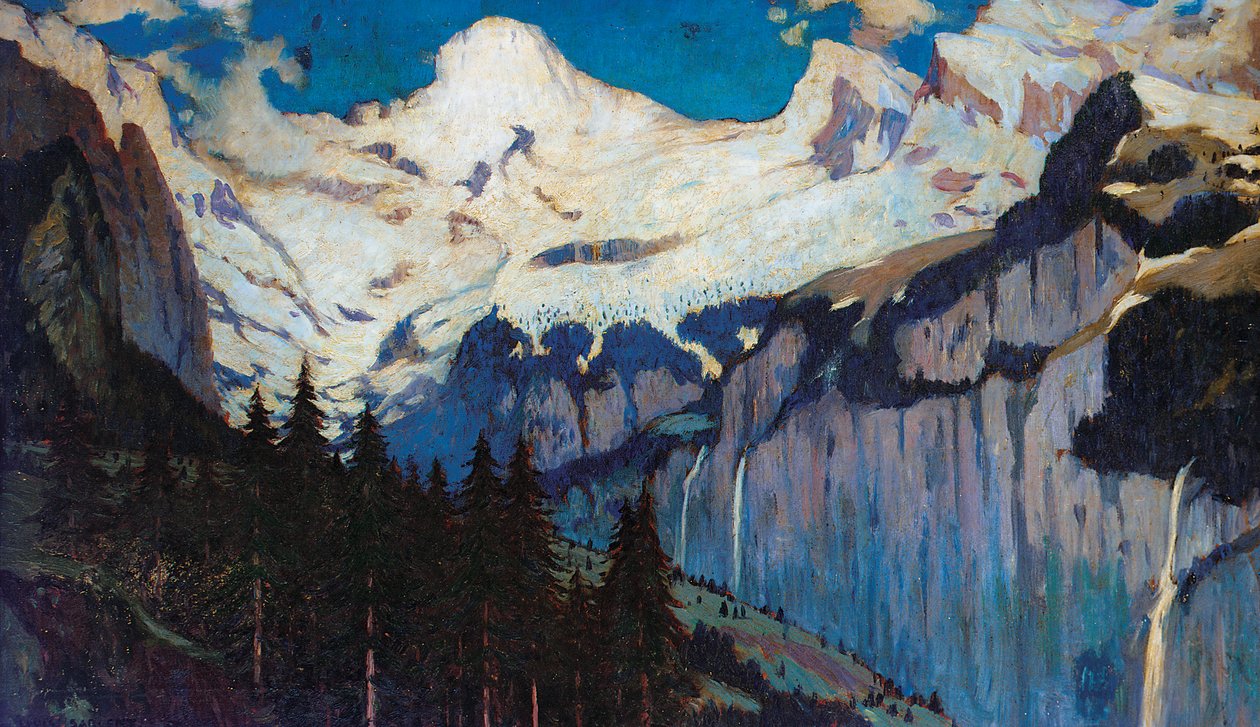 Aftenudsigt fra Wengen (olie på lærred) af Louis Augustus Sargent