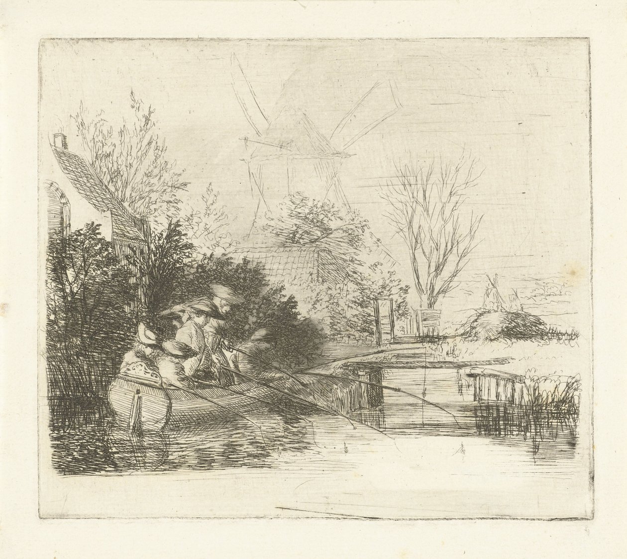 Lystfiskere ved en flod af Louis Bernard Coclers