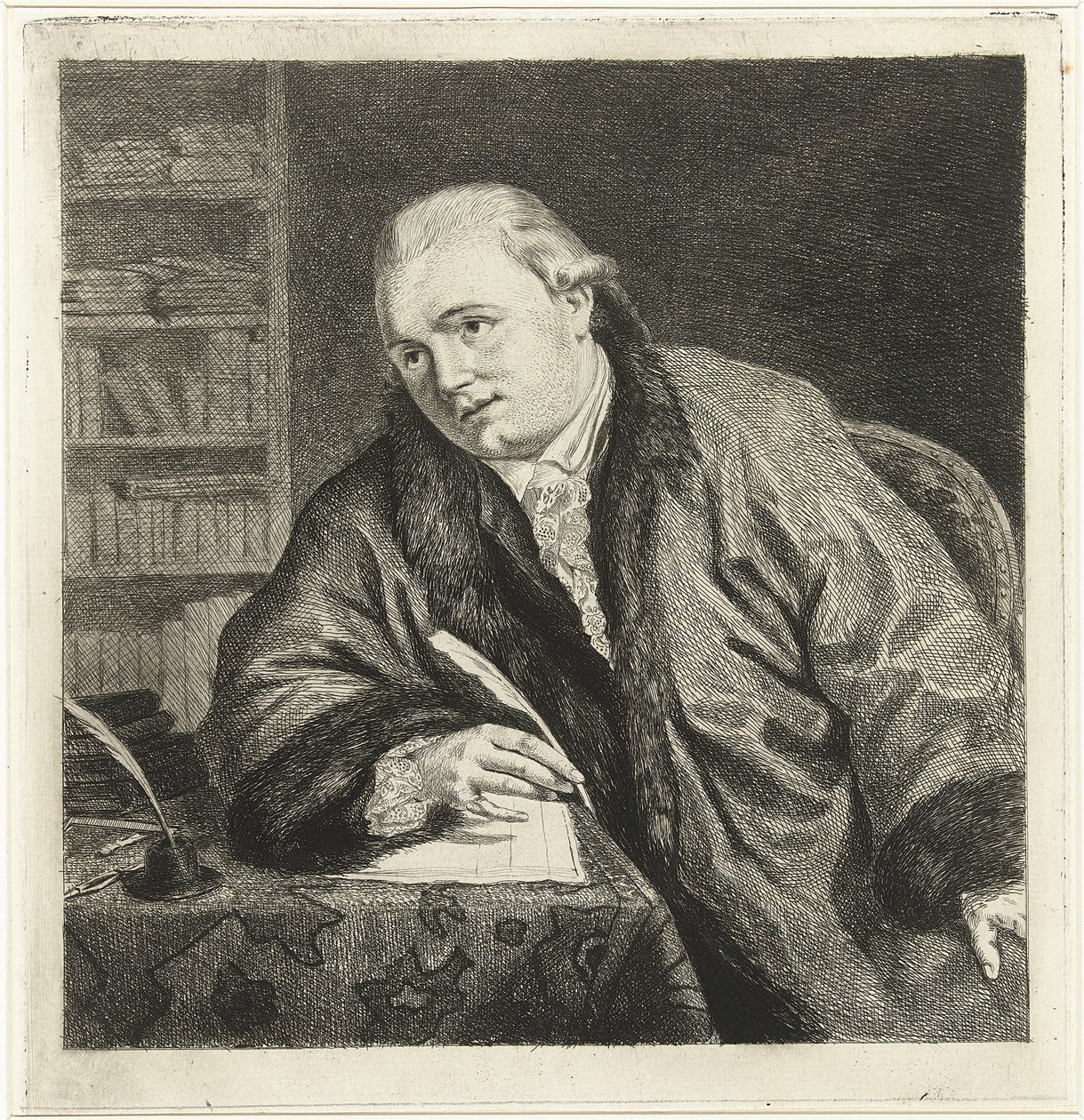 Portræt af komponisten og ætseren Johan Antoni Kauclitz Colizzi 1742-1808, 1780
