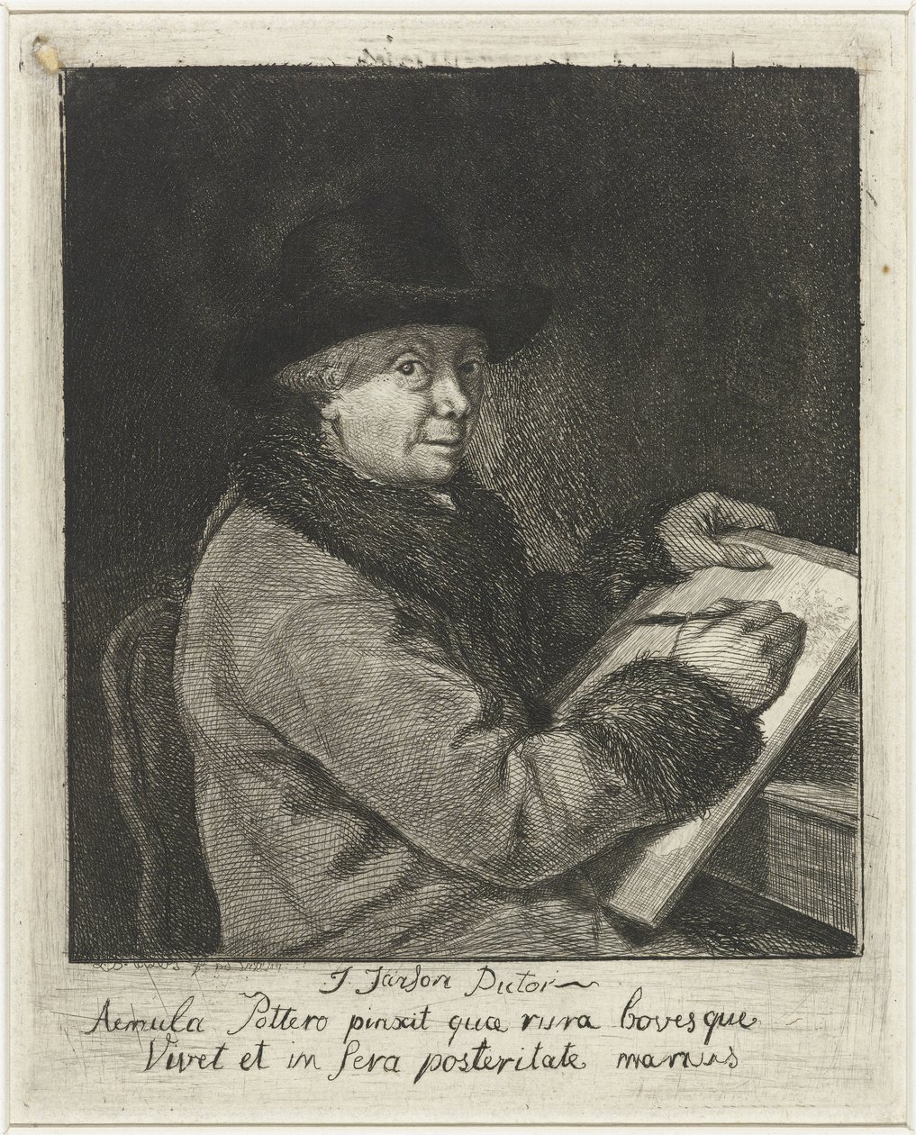 Portræt af kunstneren Johannes Janson, tegning af Louis Bernard Coclers