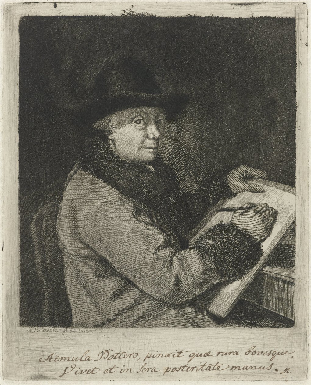 Portræt af kunstneren Johannes Janson, tegning af Louis Bernard Coclers
