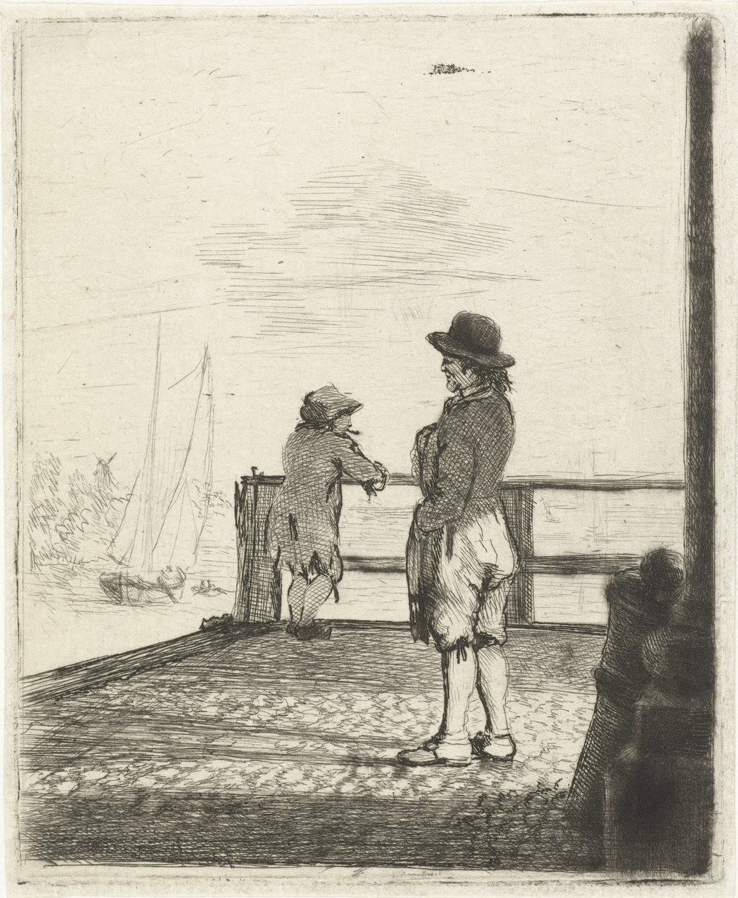 To sømænd venter i havnen af Louis Bernard Coclers