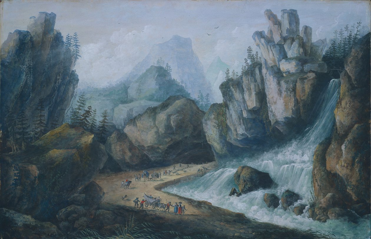 Torrent og vandfald i Alperne af Louis Bélanger