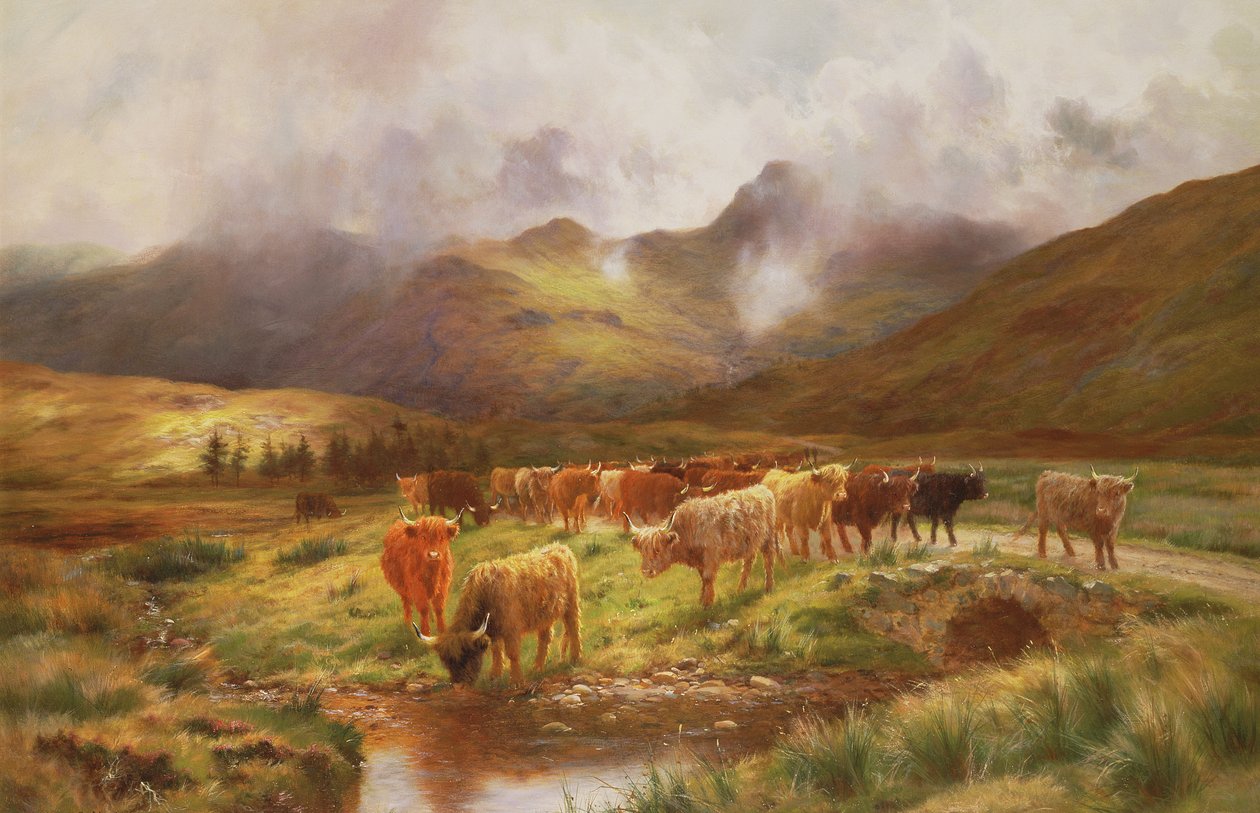 Et højland kørte i Strathfillan, Perthshire af Louis Bosworth Hurt