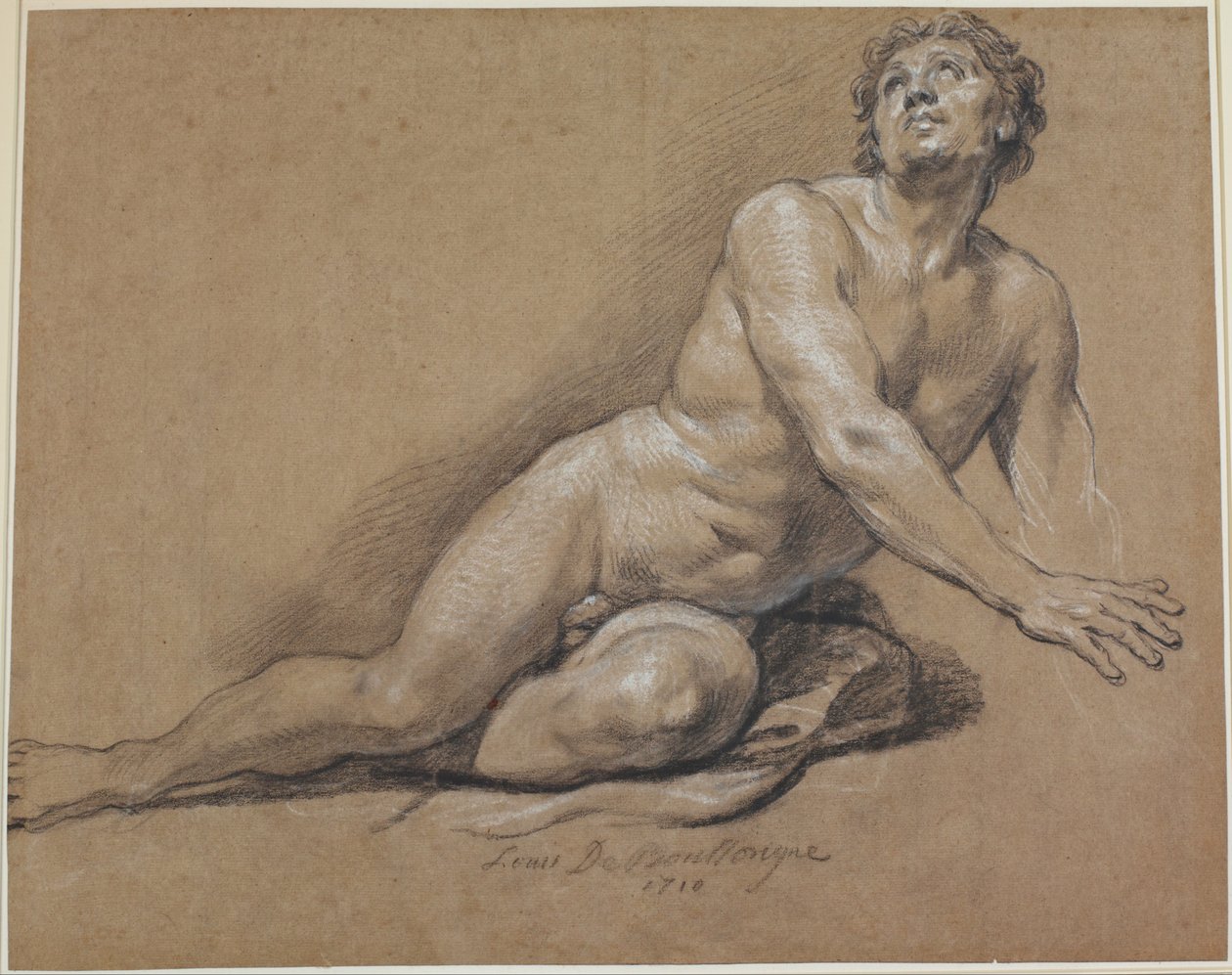 Liggende mandligt nøgenbillede af Louis Boullongne the younger