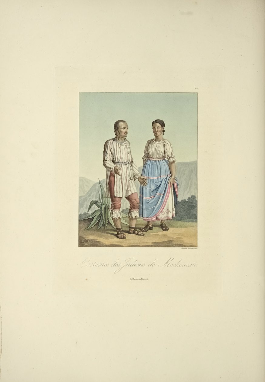 Kostumer af mechoakanske indianere, illustration fra 