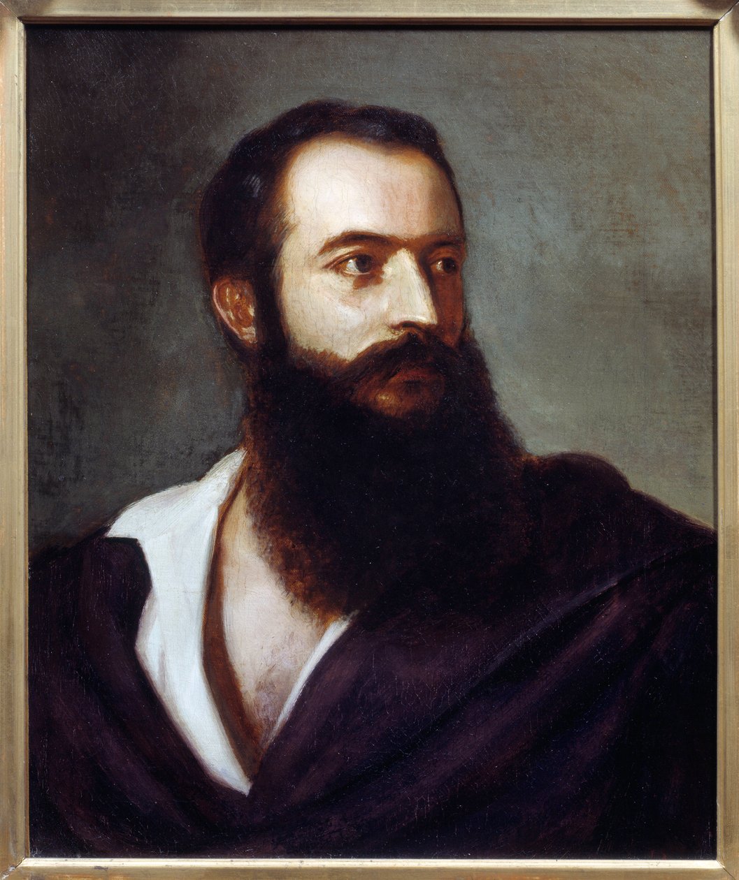Portræt af Felice Orsini (1819 - 1858) gerningsmanden til angrebet på Napoleon III den 14. januar 1858. Maleri af Louis Bucheister (? -1881), Italien. Olie på lærred. Mål: 0,47 x 0,38 m. Paris, Musée Carnavalet af Louis Buchheister