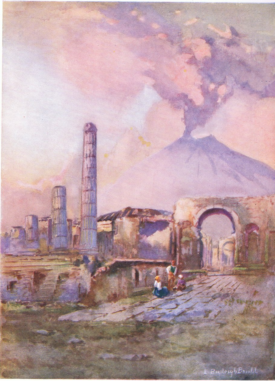 Pompeji: Vesuv i det fjerne, fra Hutchinsons Picturesque Europe udgivet af Hutchinson & Son, ca. 1930 af Louis Burleigh Bruhl