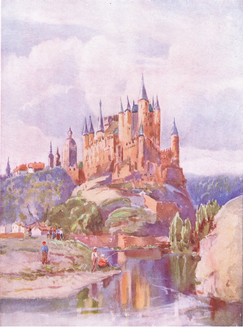 Alcazar, Segonia, fra Hutchinsons Picturesque Europe udgivet af Hutchinson & Son, ca.1930 af Louis Burleigh Bruhl