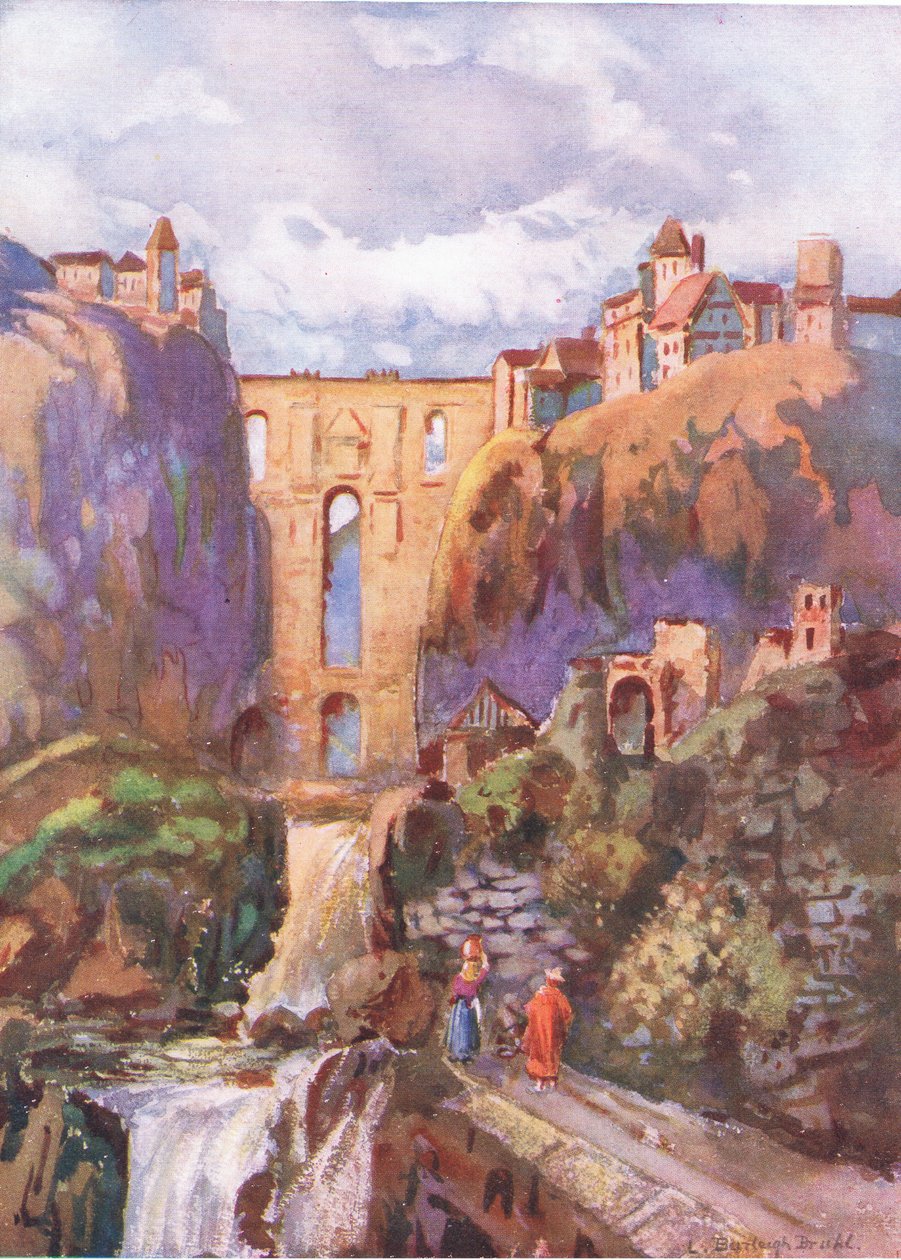 Tajo Ronda, fra Hutchinsons Picturesque Europe udgivet af Hutchinson & Son, ca. 1930 af Louis Burleigh Bruhl