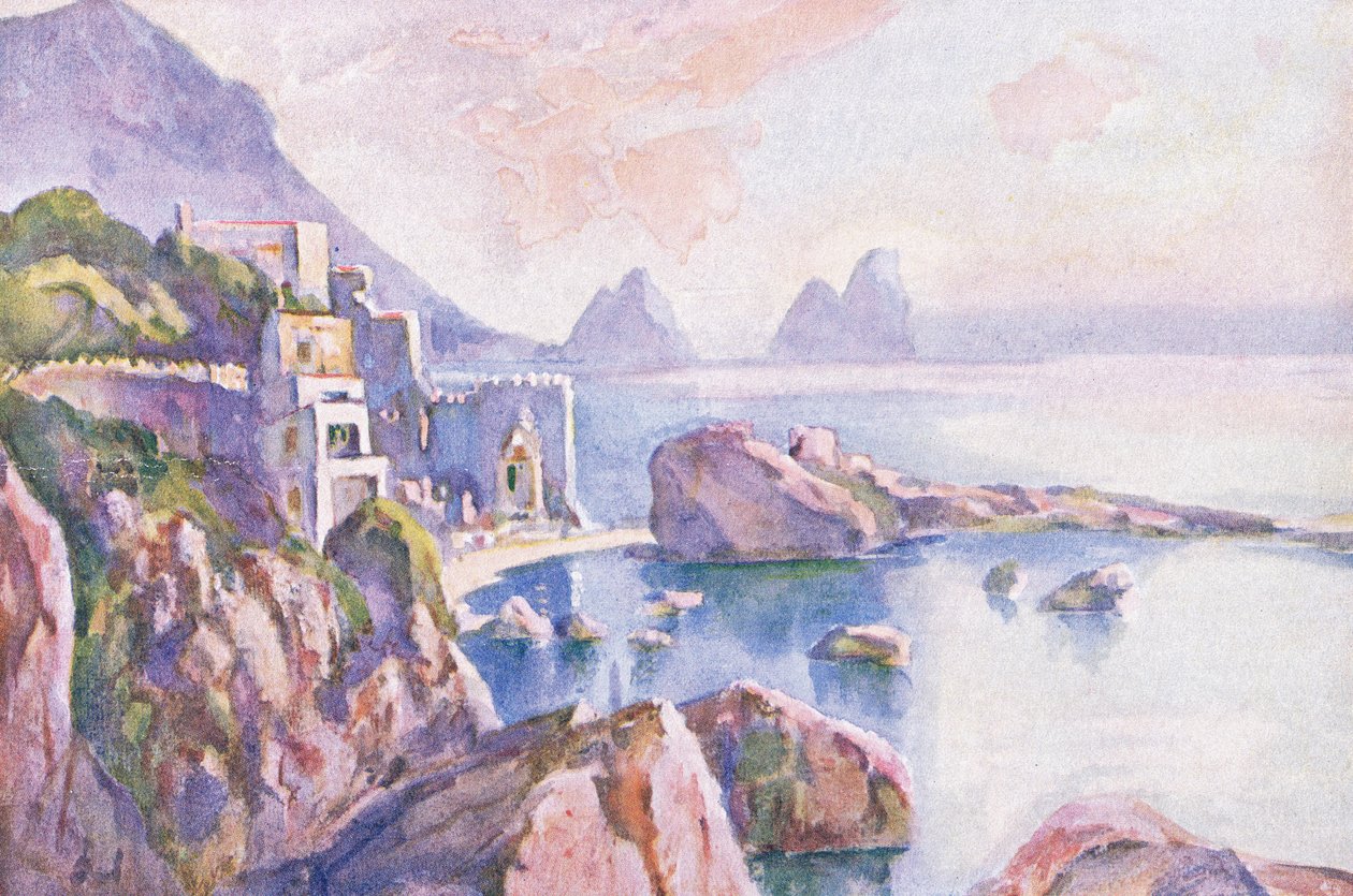 Øen Capri, fra Hutchinsons maleriske Europa udgivet af Hutchinson & Son, ca. 1930 af Louis Burleigh Bruhl