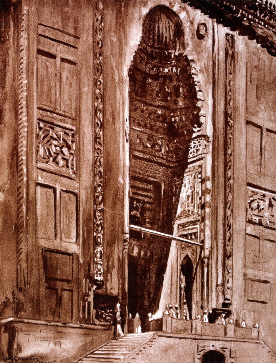 Indgang til moskeen Sultan Hassan, 1928 af Louis Cabanes