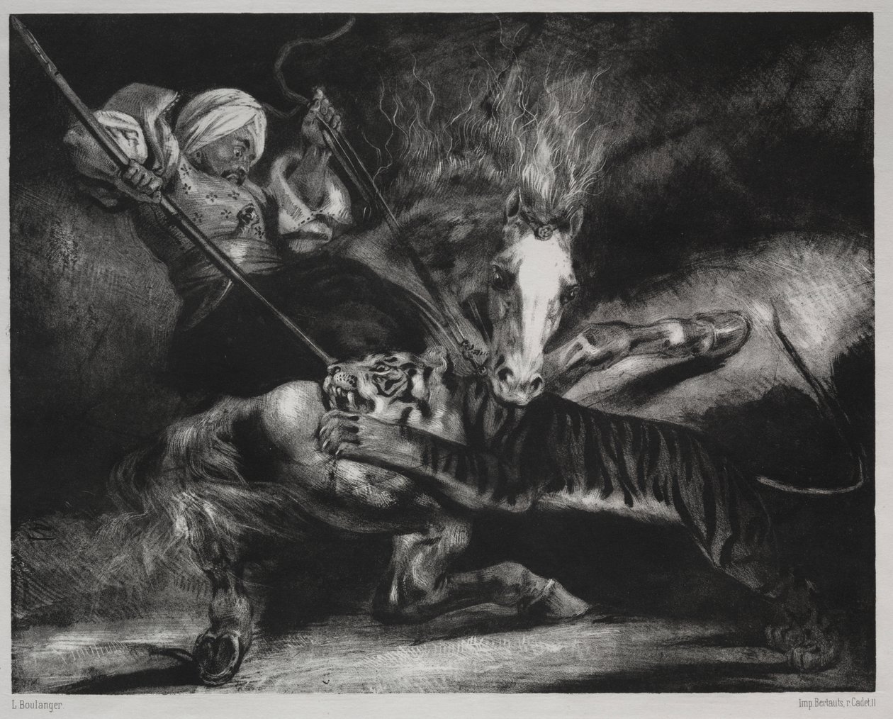 Et angreb fra en tiger af Louis Candide Boulanger