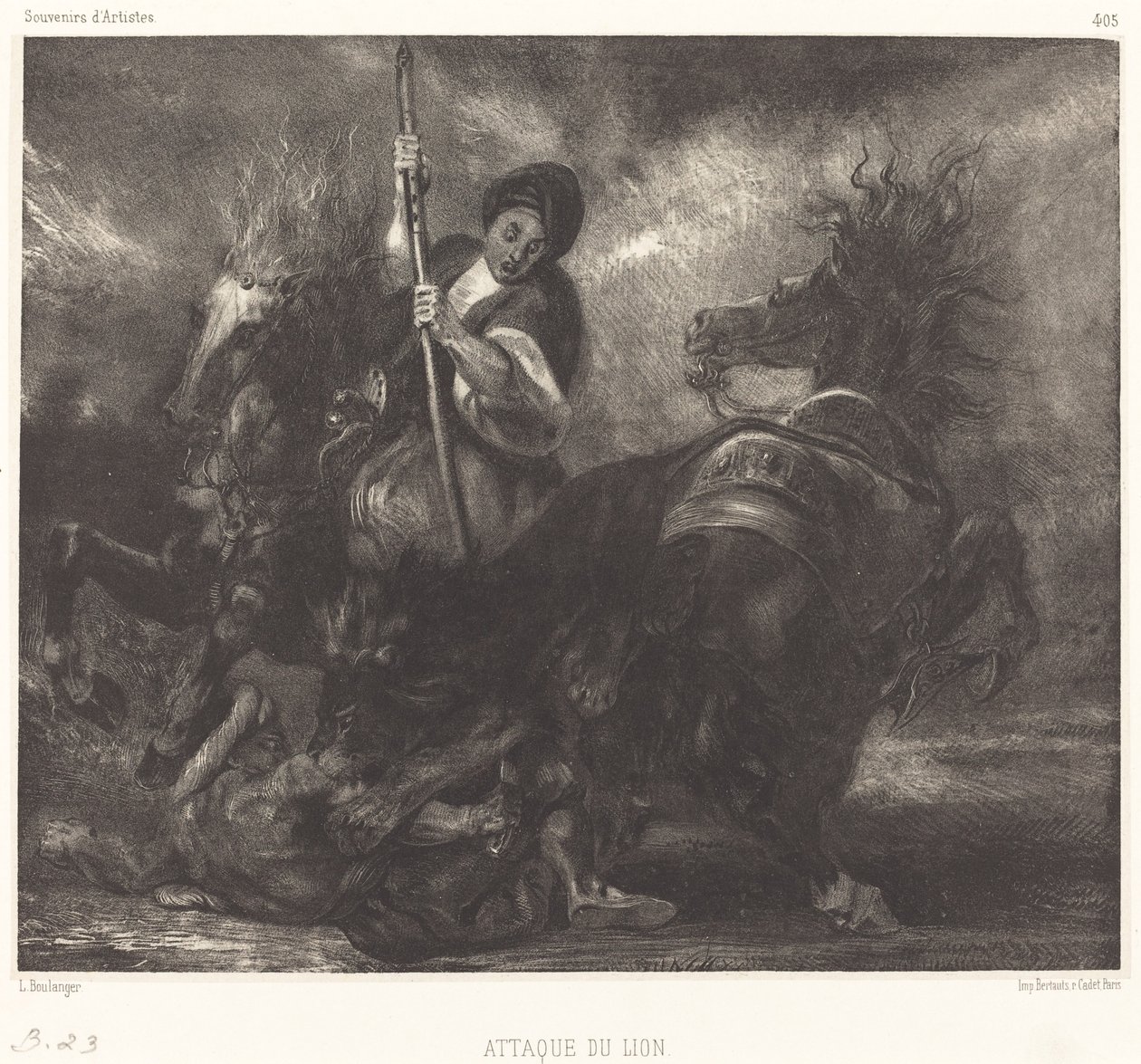 løve angreb af Louis Candide Boulanger