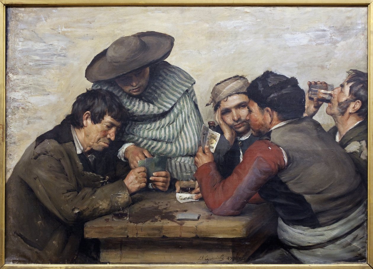 spaniere. Maleri af Louis Capdevielle (1850-1905), olie på lærred af Louis Capdevielle