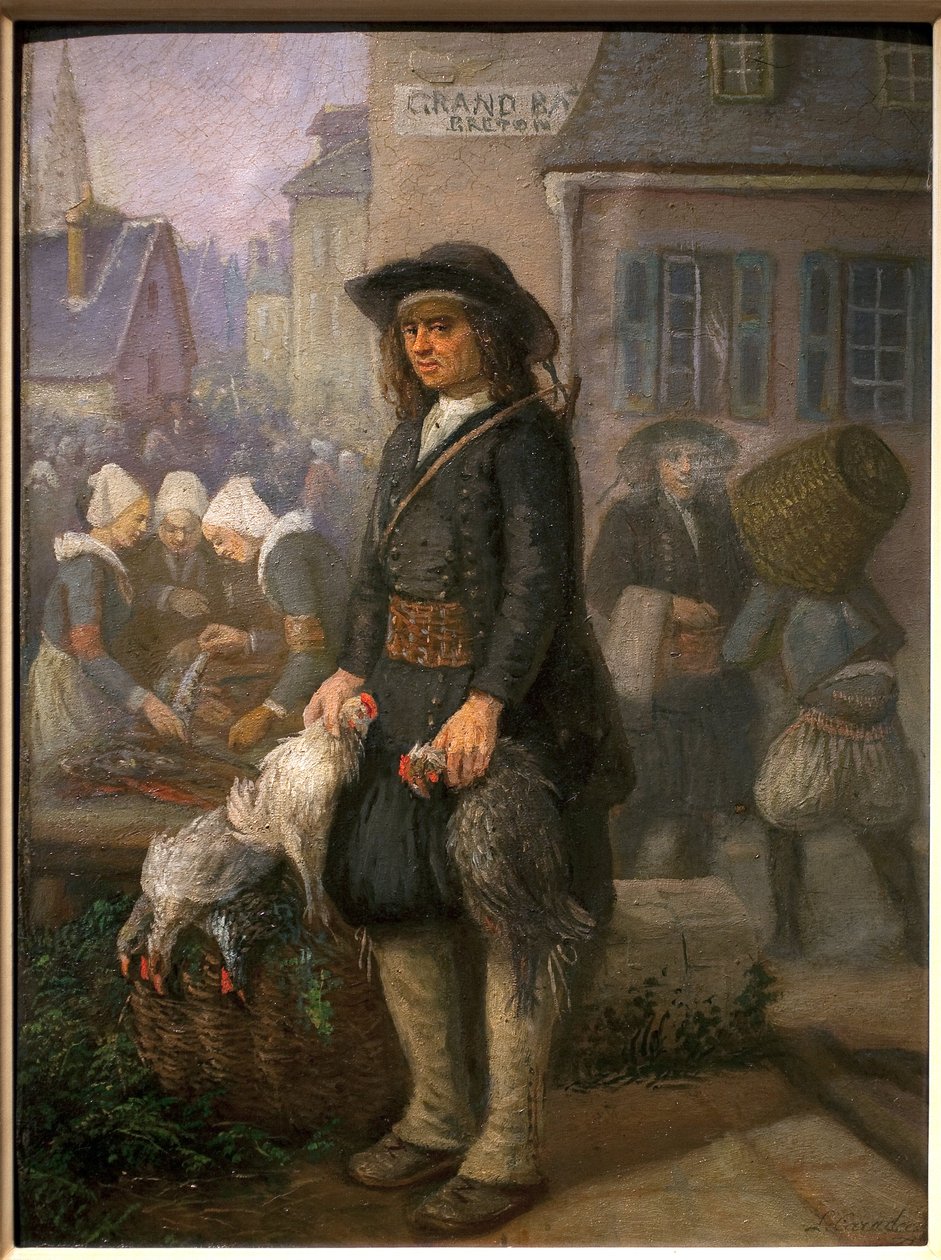 Vandrescene i Bretagne. Maleri af Louis Caradec (1802-1888). Olie på lærred, ca. 1850. Bretonsk museum i Quimper. af Louis Caradec