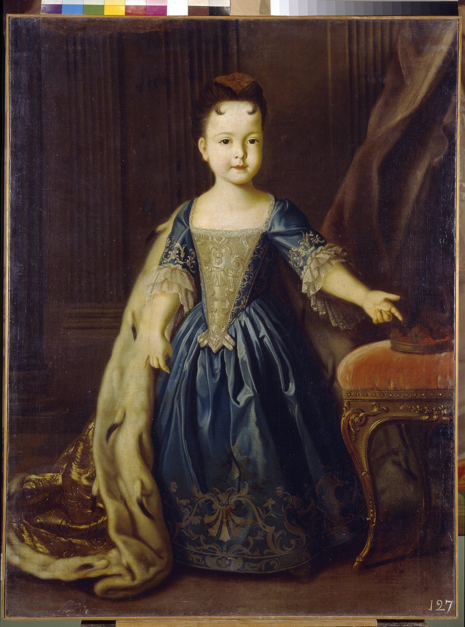 Portræt af storhertuginde Natalia Petrovna af Rusland (1708-1728). Ældste datter af Pierre I Le Grand (1672-1725) og Catherine I (1684-1727). Maleri af Louis Caravaque (1684-1754), olie på lærred af Louis Caravaque