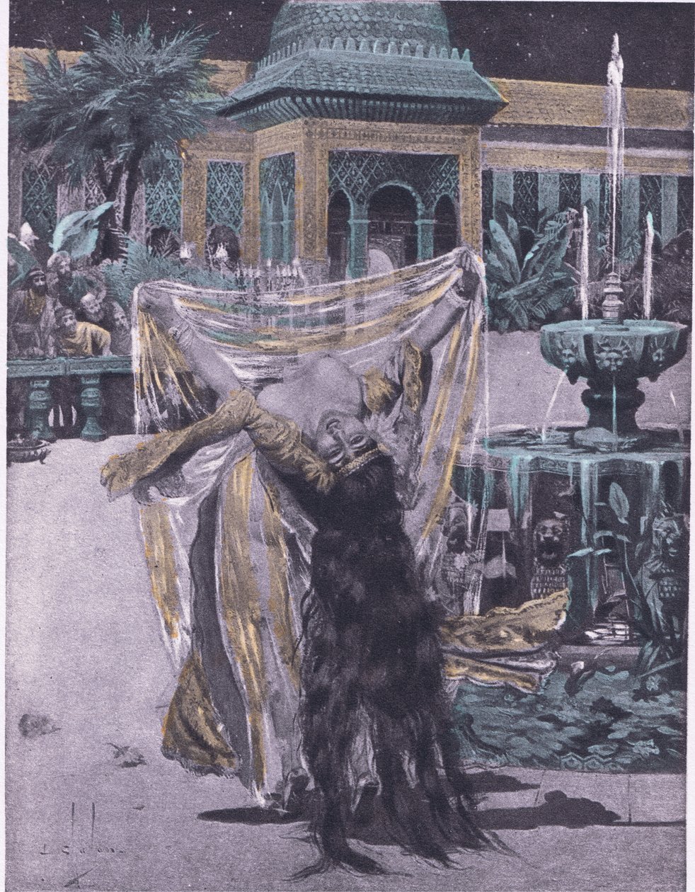 Soldanen fra Babylons datter danser, illustration fra Decameron af Boccaccio udgivet af Navarre Society 1930