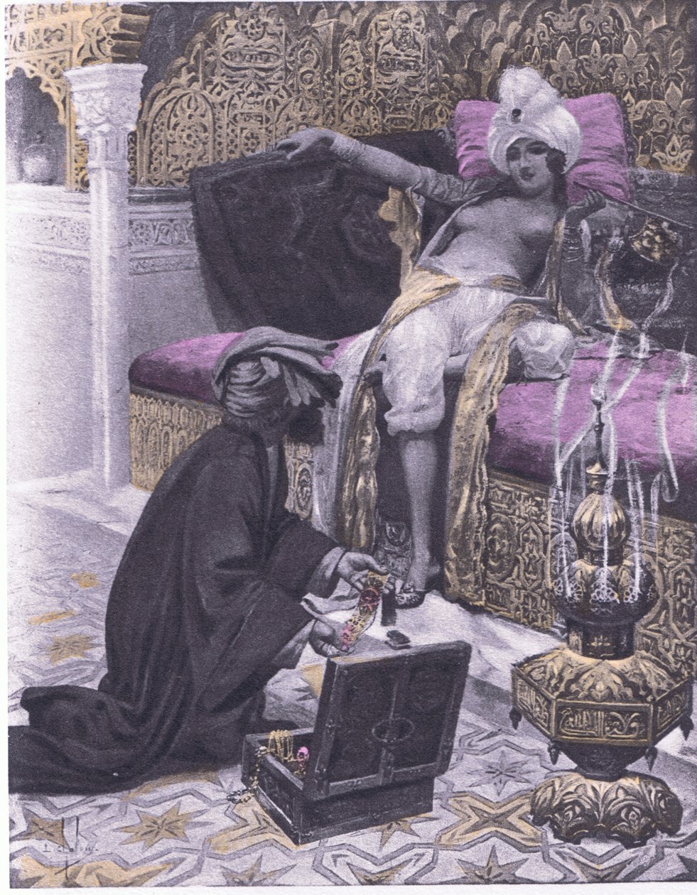 Datter af kongen af Tunis, illustration fra Decameron af Boccaccio udgivet af Navarre Society 1930