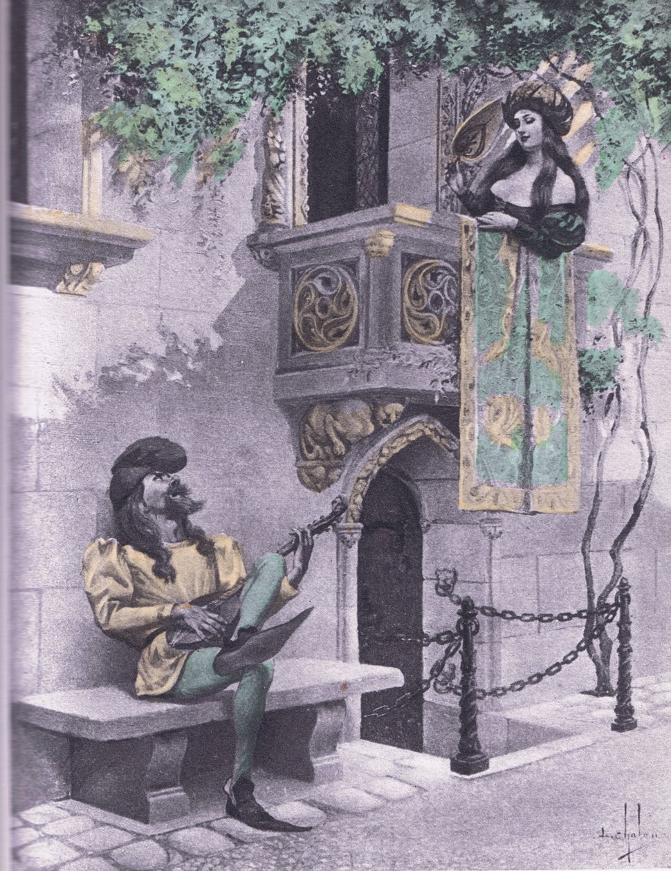 Den tåbelige elsker, illustration fra Decameron af Boccaccio udgivet af Navarre Society 1930