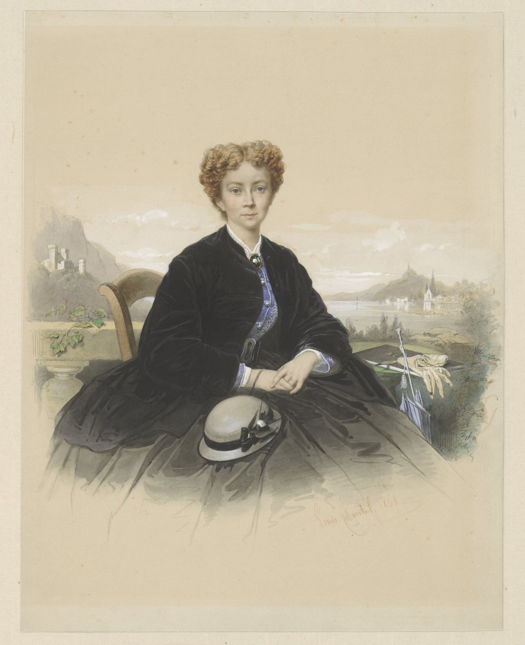 Portret af Maria Elisabeth Adolphine Waller-Schill af Louis Chantal