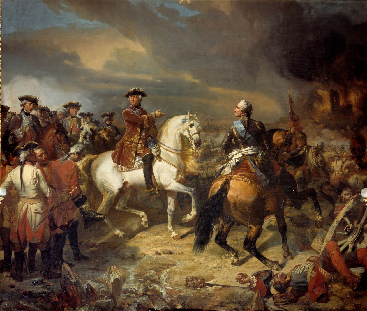 Slaget ved Lawfeld vundet af marechalen af Sachsen den 27/07/1747 Kong Ludvig XV