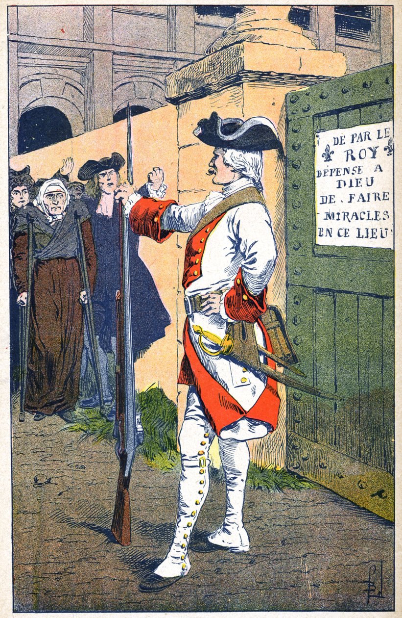 Lukning af kirkegården Saint Medard i Paris 1732 af Louis Charles Bombled